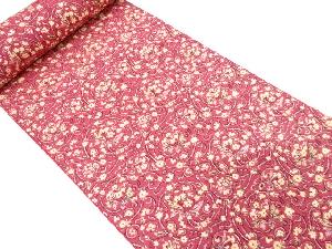 アンティーク　花更紗模様織り出し名古屋帯地反物